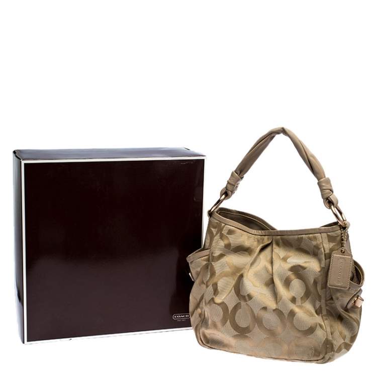 Pre Owned Coach Beige Canvas and Leather Op Art Parker Hobo