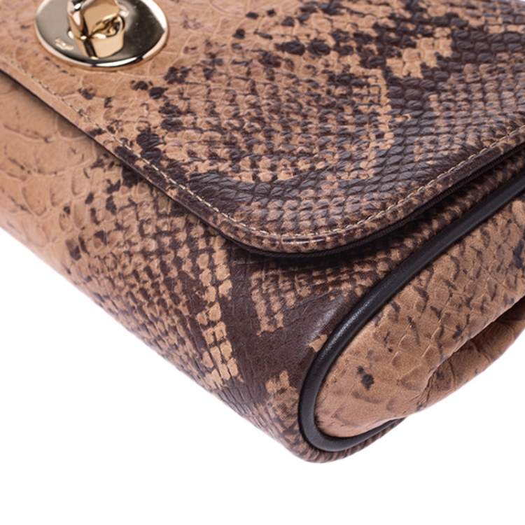 Pre Owned Coach Brown/Beige Python Embossed Leather Mini Ruby Crossbody Bag