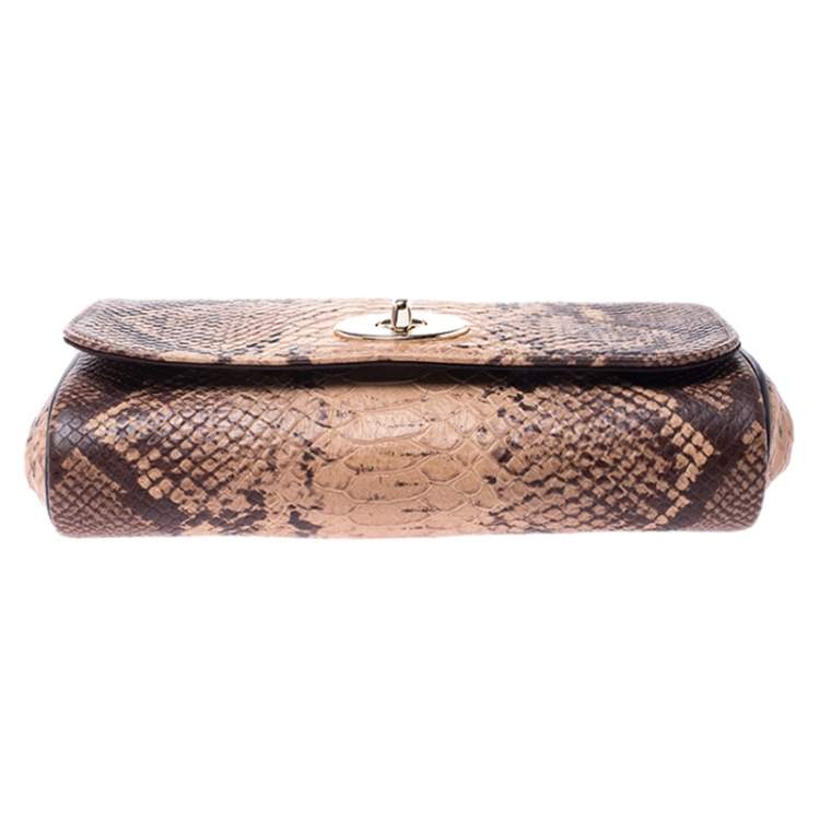 Pre Owned Coach Brown/Beige Python Embossed Leather Mini Ruby Crossbody Bag