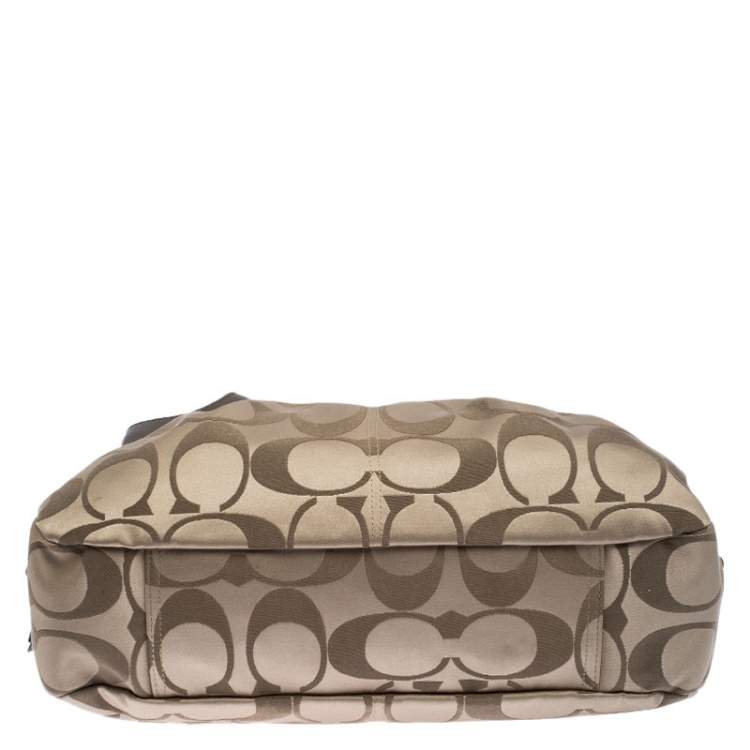 Pre Owned  Coach Beige/Brown Signature Canvas and Leather Satchel