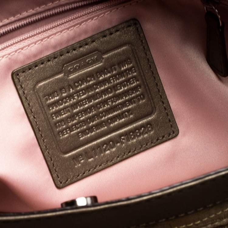 Pre Owned  Coach Beige/Brown Signature Canvas and Leather Satchel