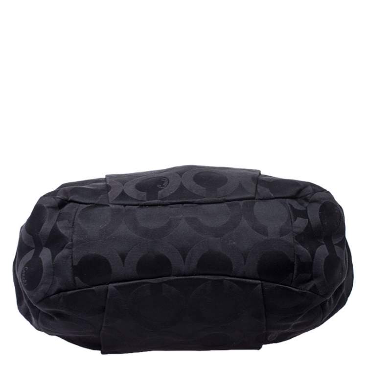 Pre Owned Coach Black Op Art Nylon Abigail Shoulder Bag