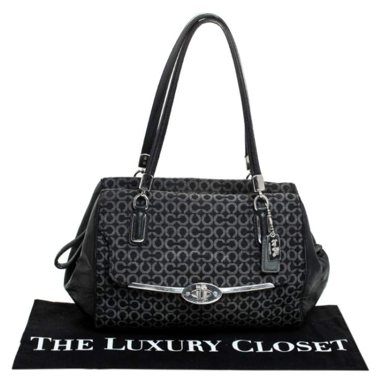 مملوكة مسبقًا Coach Black Canvas and Leather Monogram Cc Optic Satchel