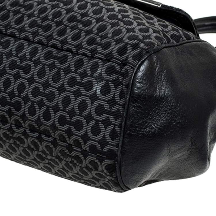مملوكة مسبقًا Coach Black Canvas and Leather Monogram Cc Optic Satchel