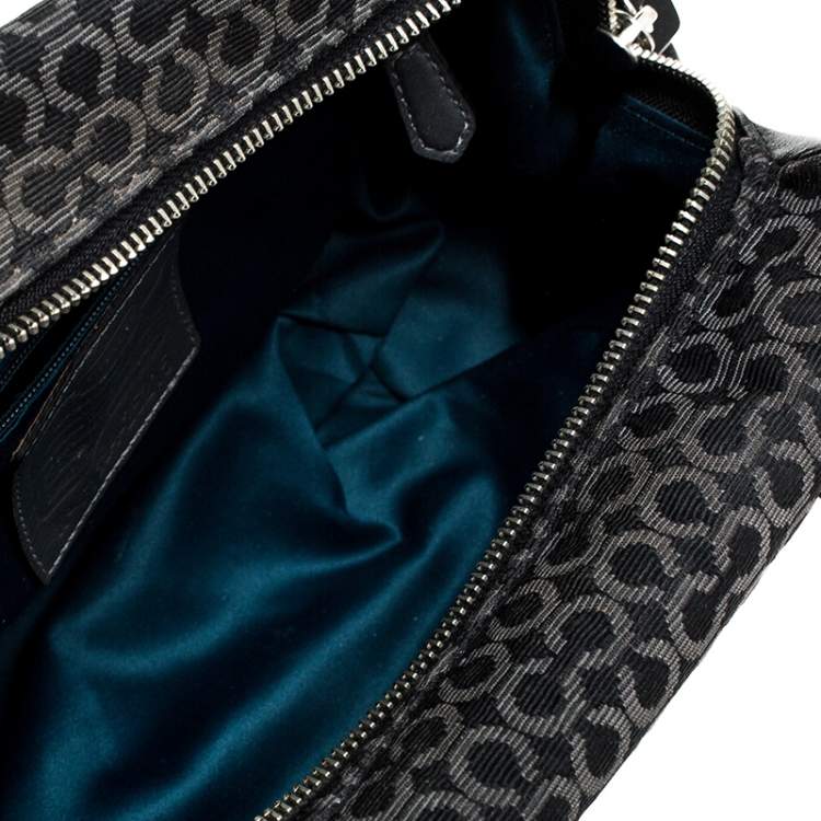 مملوكة مسبقًا Coach Black Canvas and Leather Monogram Cc Optic Satchel