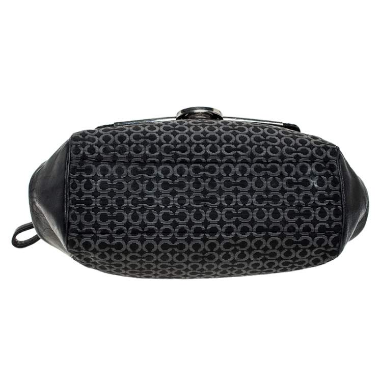 مملوكة مسبقًا Coach Black Canvas and Leather Monogram Cc Optic Satchel