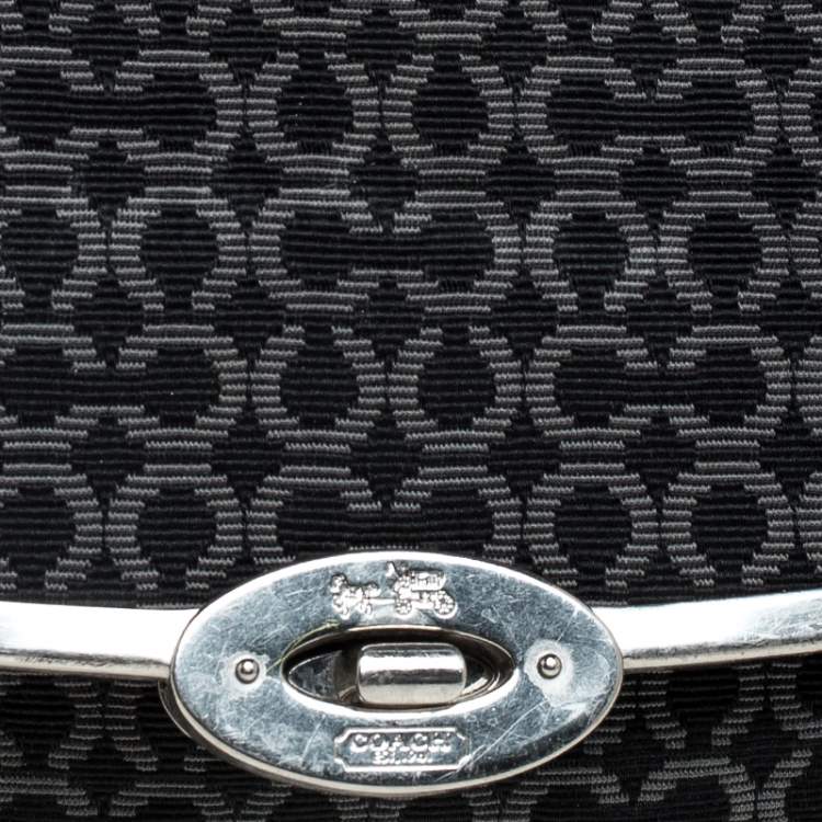 مملوكة مسبقًا Coach Black Canvas and Leather Monogram Cc Optic Satchel