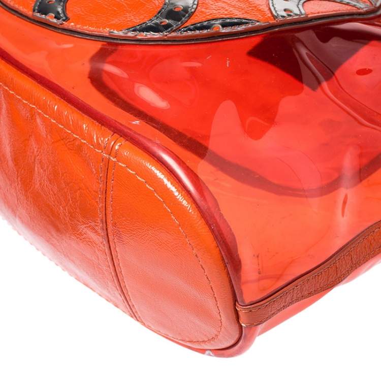 Pre Owned Coach Orange PVC and Patent Leather Tote 