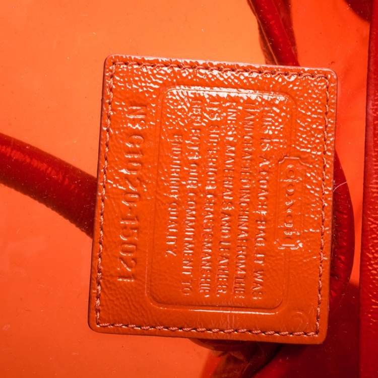 Pre Owned Coach Orange PVC and Patent Leather Tote 
