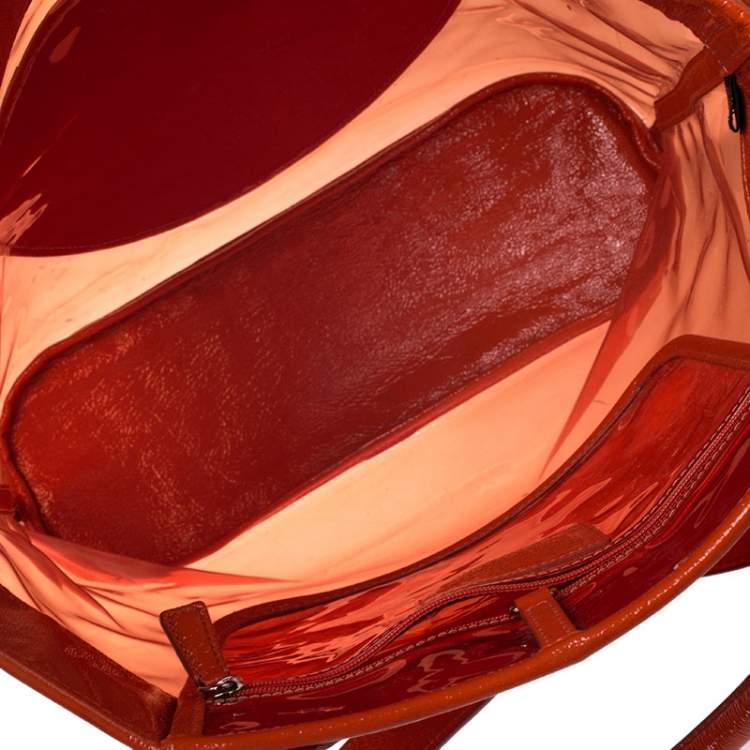 Pre Owned Coach Orange PVC and Patent Leather Tote 