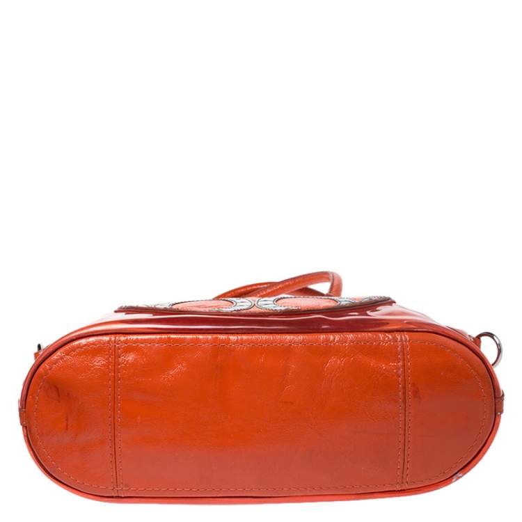 Pre Owned Coach Orange PVC and Patent Leather Tote 