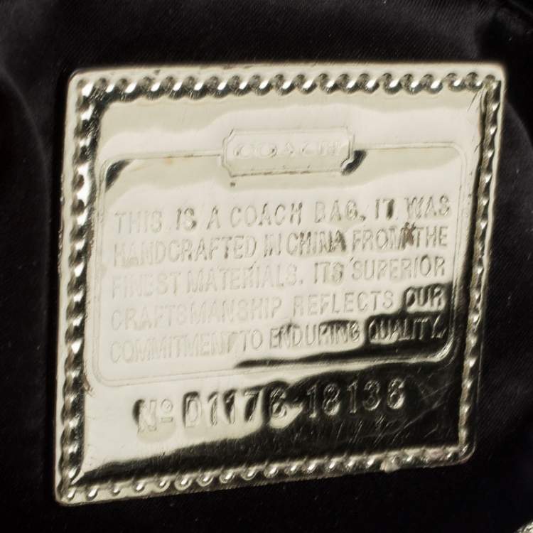Pre Owned Coach Black/Grey Signature Canvas and Patent Leather Shoulder Bag
