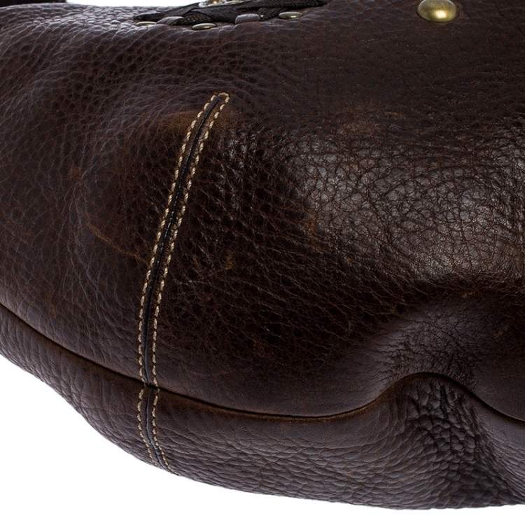 Pre Owned Coach Brown Leather Studded Embellished Hobo
