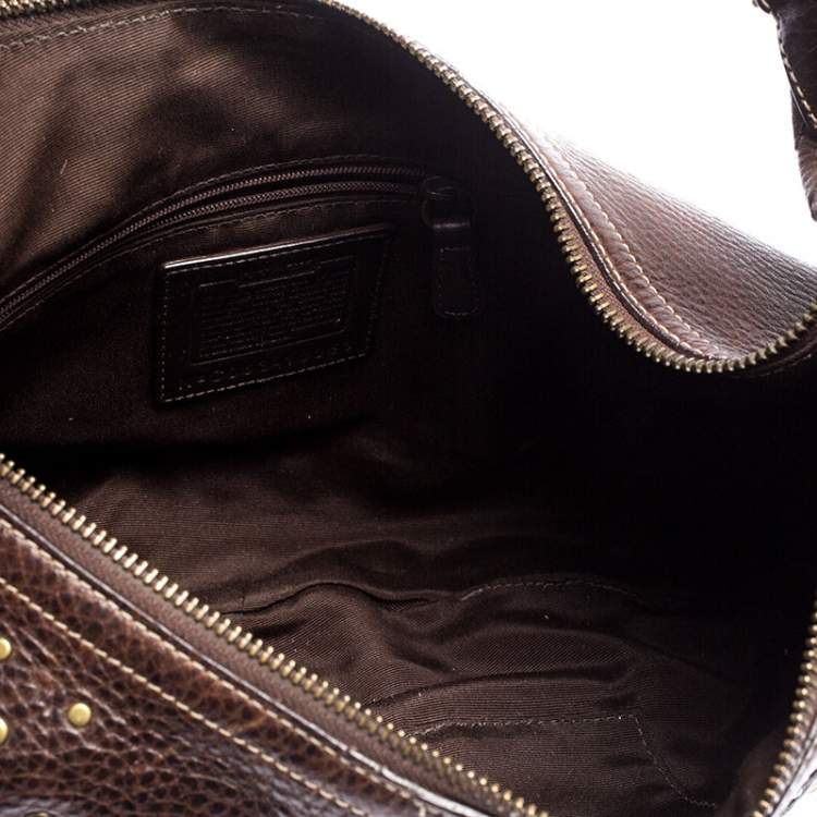 Pre Owned Coach Brown Leather Studded Embellished Hobo