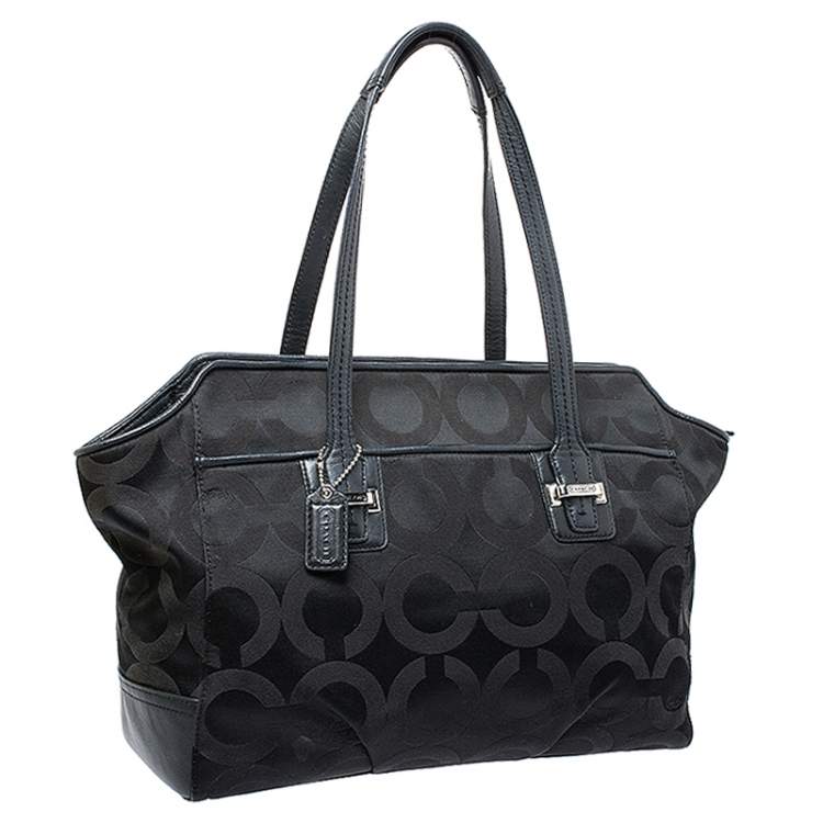Pre Owned Coach Black Signature Canvas Tote 