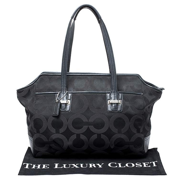 Pre Owned Coach Black Signature Canvas Tote 