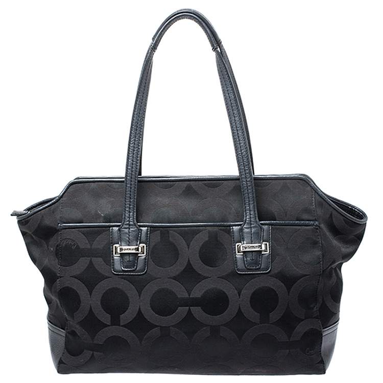 Pre Owned Coach Black Signature Canvas Tote 