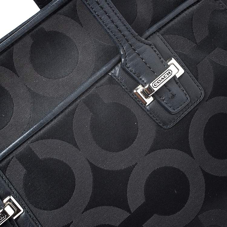 Pre Owned Coach Black Signature Canvas Tote 