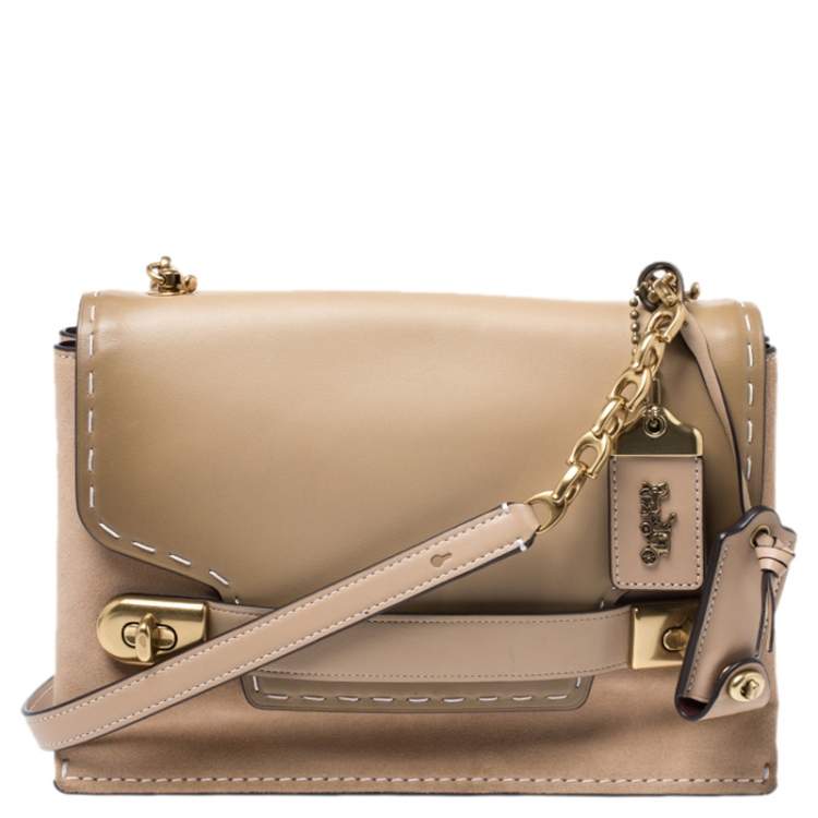 Coach Beige Nubuck and Leather Swagger Beechwood Bag Coach TLC