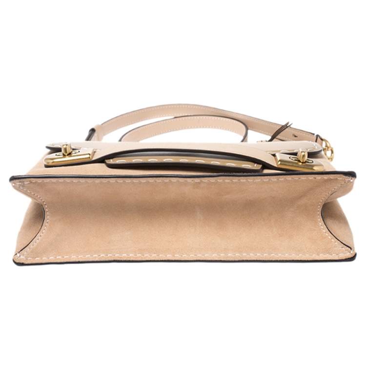 Pre Owned Coach Beige Nubuck and Leather Swagger Beechwood Bag