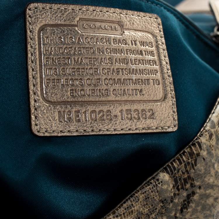 Pre Owned Coach Beige Python Embossed Leather Flap Shoulder Bag