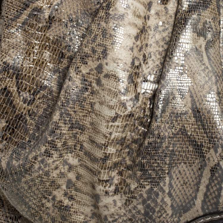 Pre Owned Coach Beige Python Embossed Leather Flap Shoulder Bag