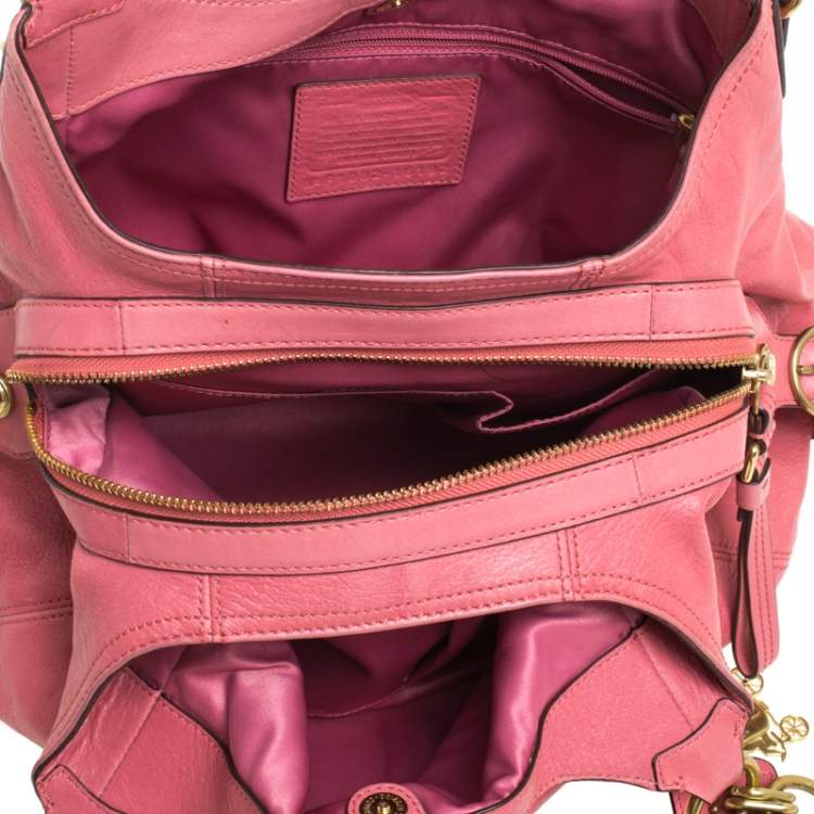 Pre Owned Coach Pink Leather Shoulder Bag