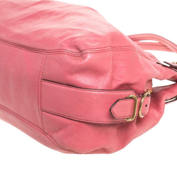 Pre Owned Coach Pink Leather Shoulder Bag