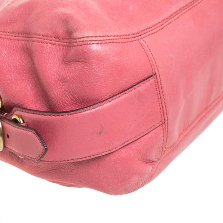 Pre Owned Coach Pink Leather Shoulder Bag
