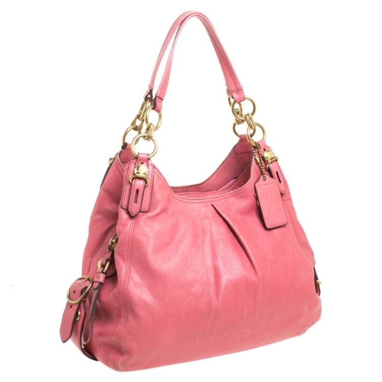 Pre Owned Coach Pink Leather Shoulder Bag
