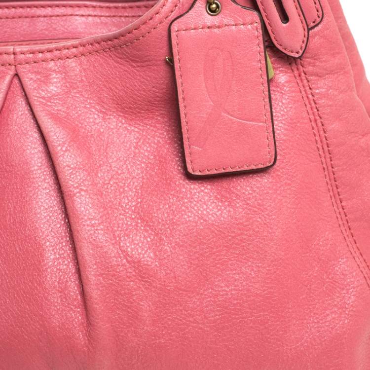 Pre Owned Coach Pink Leather Shoulder Bag