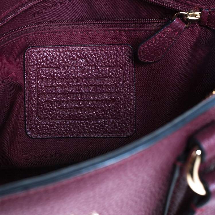 Pre Owned Coach Maroon Leather Carryall Tote
