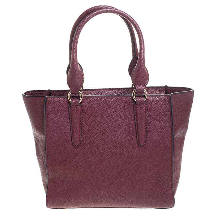 Pre Owned Coach Maroon Leather Carryall Tote