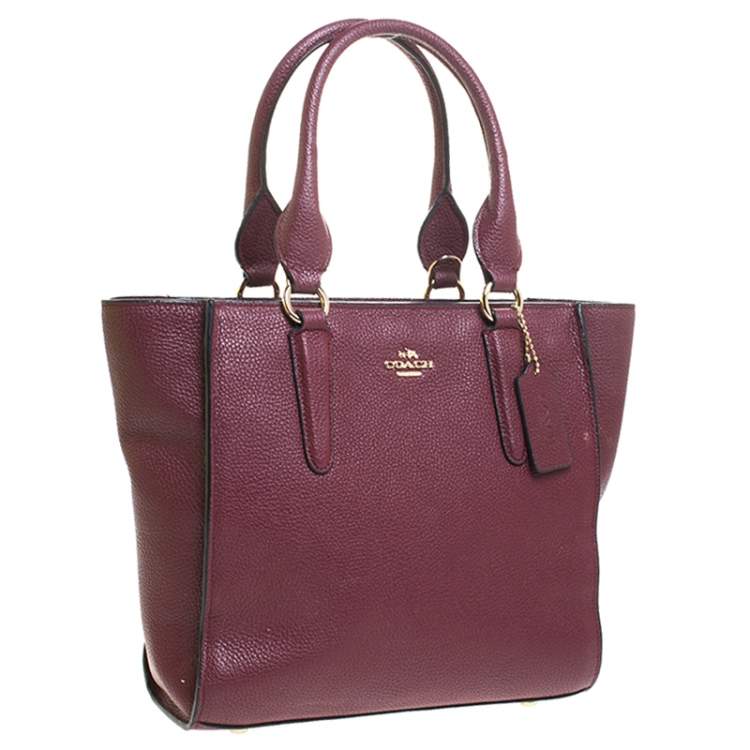 Pre Owned Coach Maroon Leather Carryall Tote