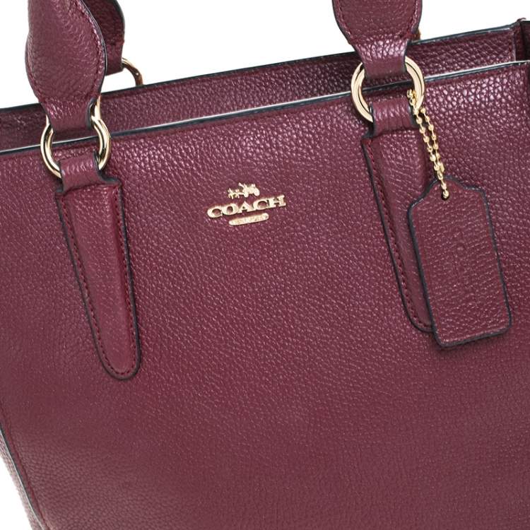 Pre Owned Coach Maroon Leather Carryall Tote