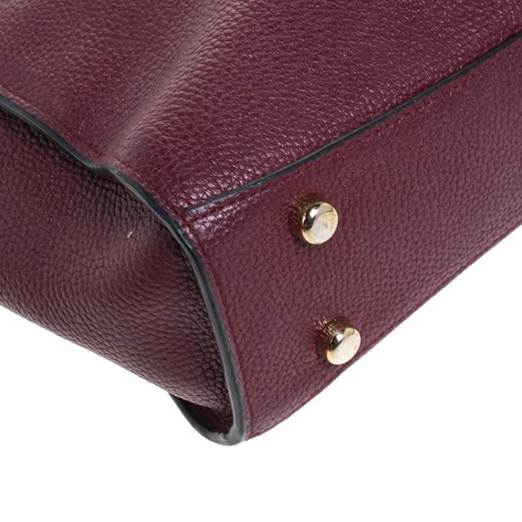 Pre Owned Coach Maroon Leather Carryall Tote