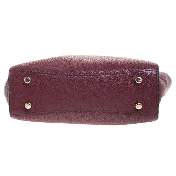 Pre Owned Coach Maroon Leather Carryall Tote