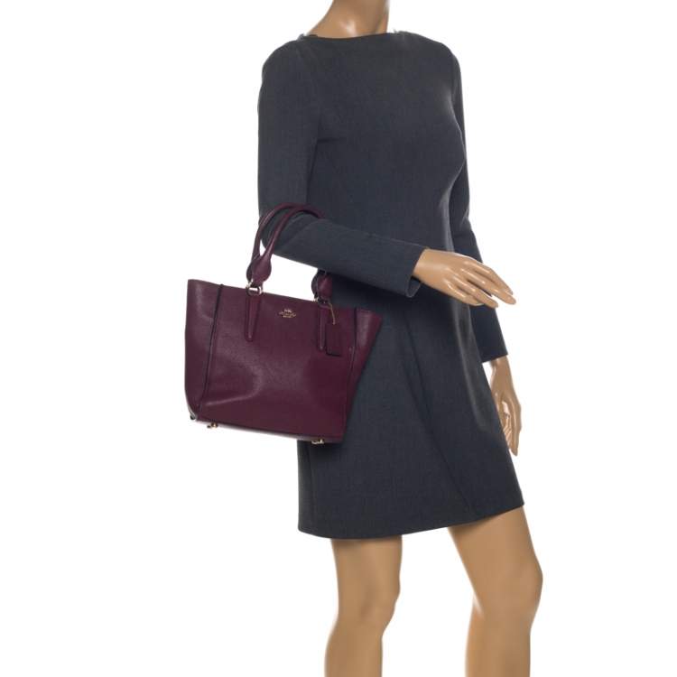 Pre Owned Coach Maroon Leather Carryall Tote