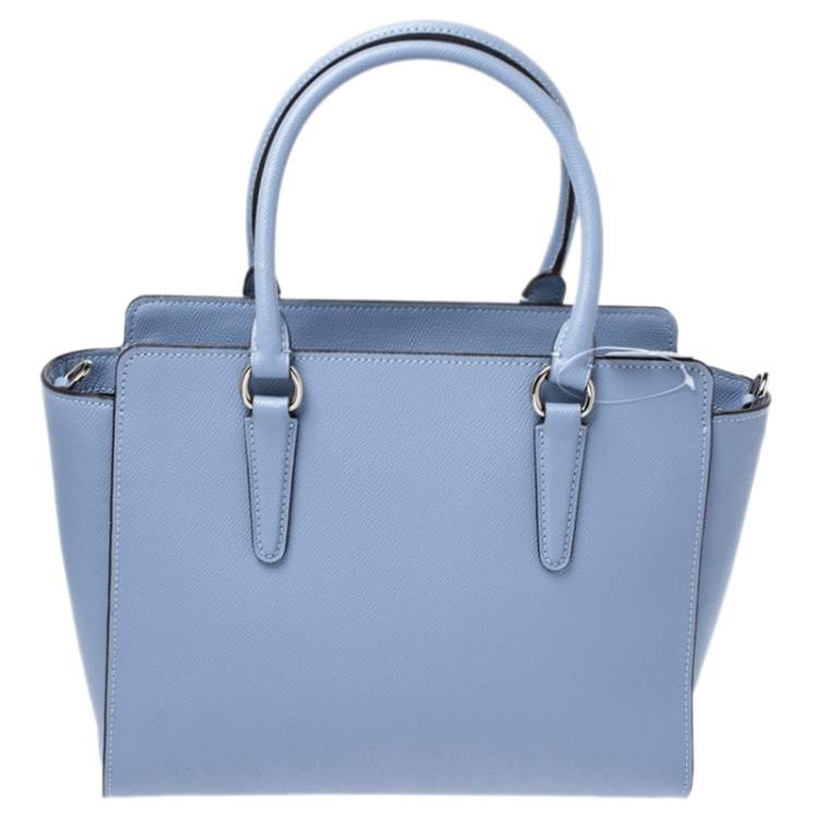 Pre Owned Coach Blue Leather Leah Satchel