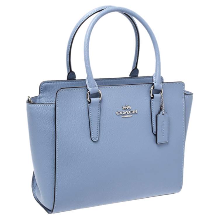Pre Owned Coach Blue Leather Leah Satchel