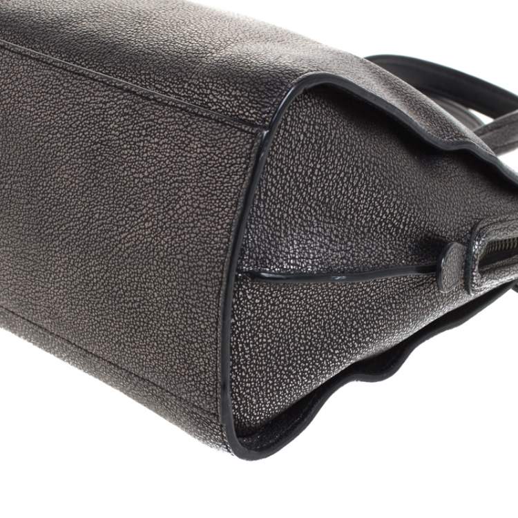 Pre Owned Coach Grey/Black Textured Leather Carryall Satchel