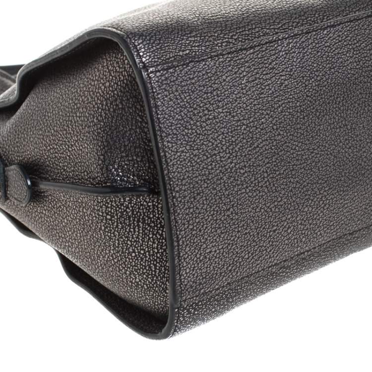 Pre Owned Coach Grey/Black Textured Leather Carryall Satchel