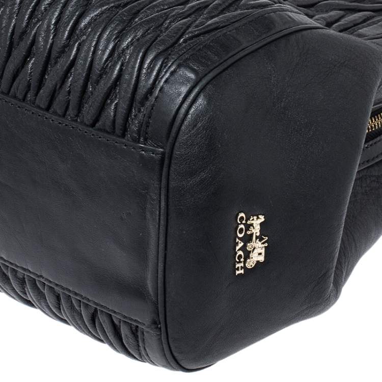 Pre Owned Coach Black Twist Gathered Leather Madison Madeline Eastwest Satchel