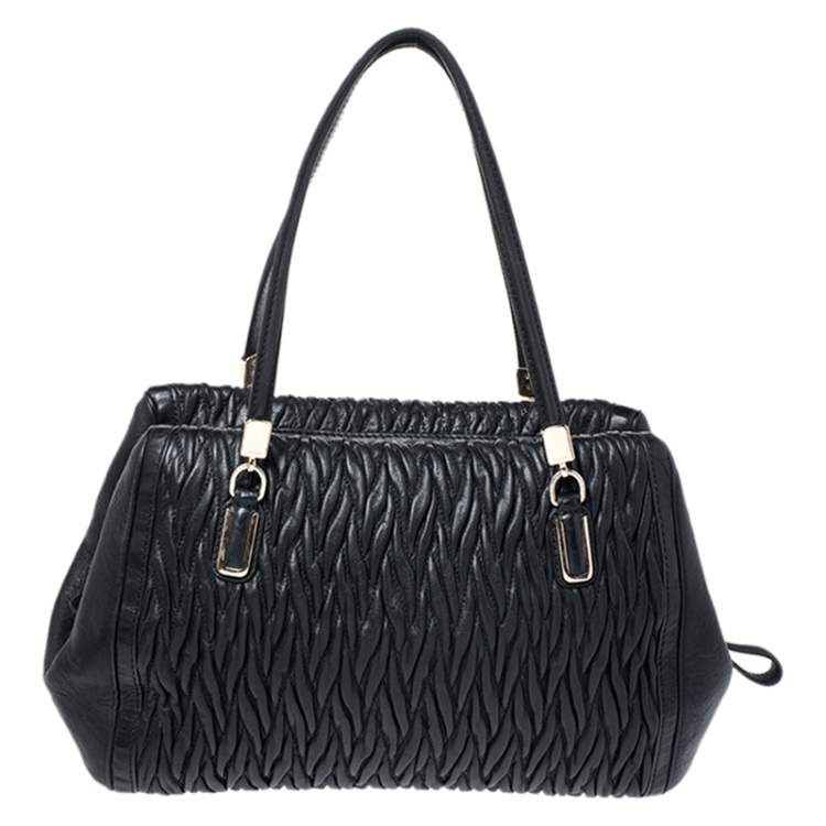 Pre Owned Coach Black Twist Gathered Leather Madison Madeline Eastwest Satchel