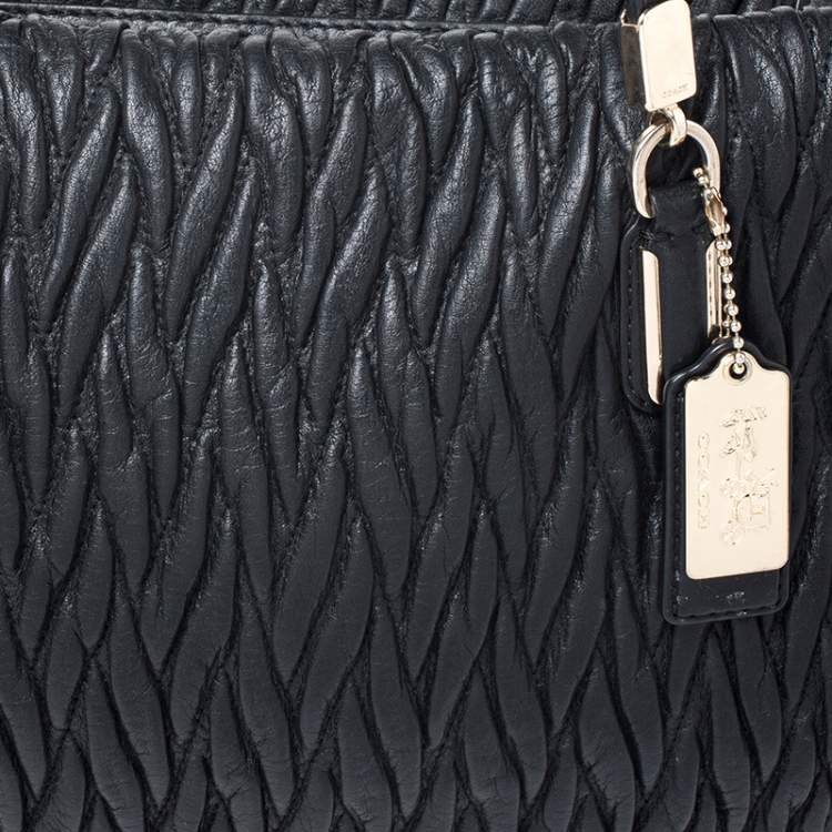 Pre Owned Coach Black Twist Gathered Leather Madison Madeline Eastwest Satchel