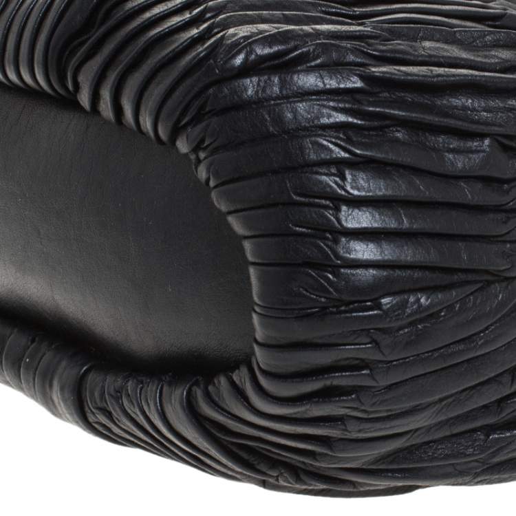 Pre Owned Coach Black Pleated Leather Sophia Madison Satchel