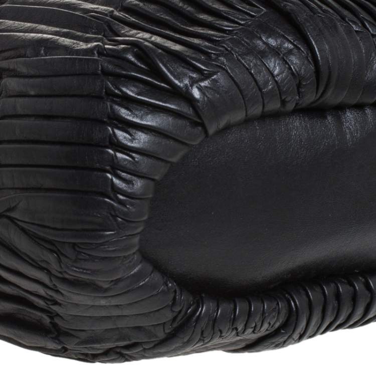 Pre Owned Coach Black Pleated Leather Sophia Madison Satchel