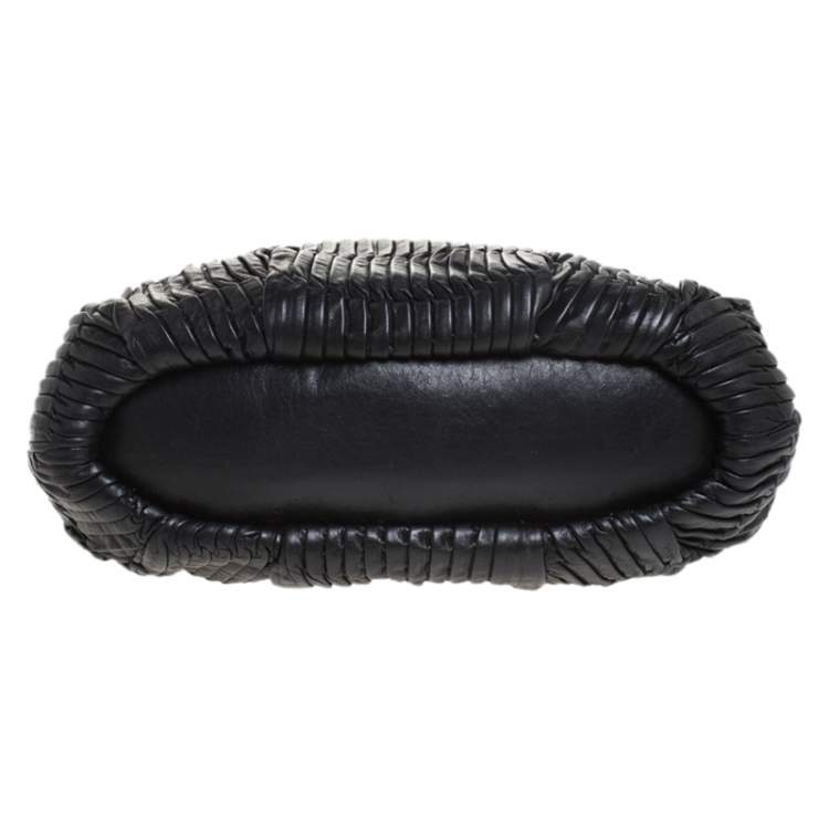 Pre Owned Coach Black Pleated Leather Sophia Madison Satchel