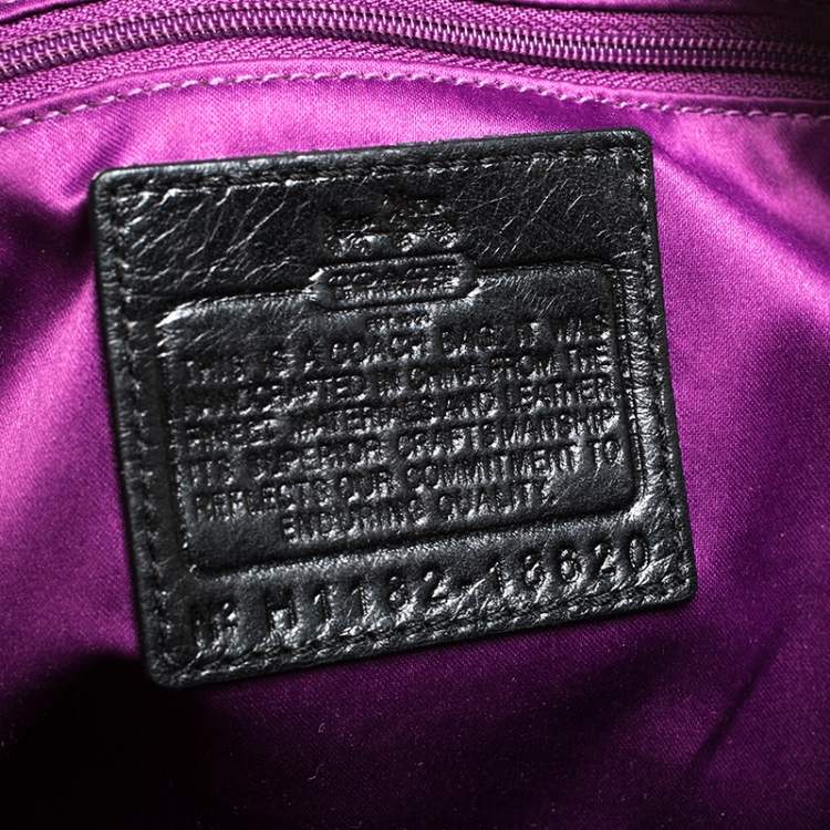 Pre Owned Coach Black Pleated Leather Sophia Madison Satchel
