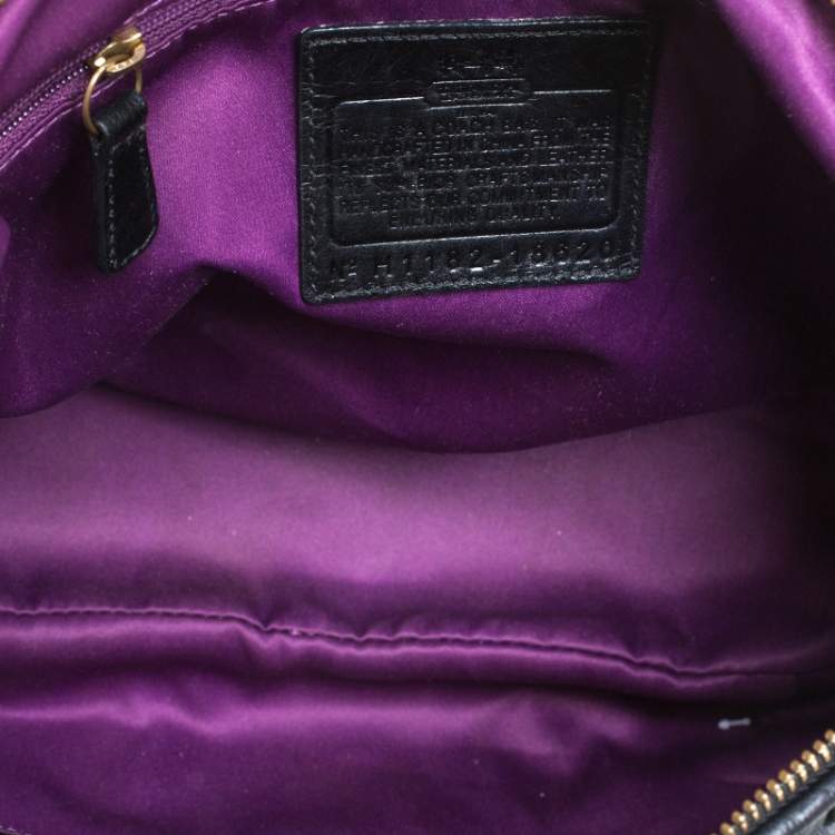 Pre Owned Coach Black Pleated Leather Sophia Madison Satchel